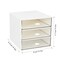 Desk Organizer with 3 Drawers, Clear Plastic Desk Storage Box, Desktop Organization for Office Supplies, Gel Pens, Pencils, Markers, Tape, Erasers, Paperclips, Chargers (White-3 Draws)